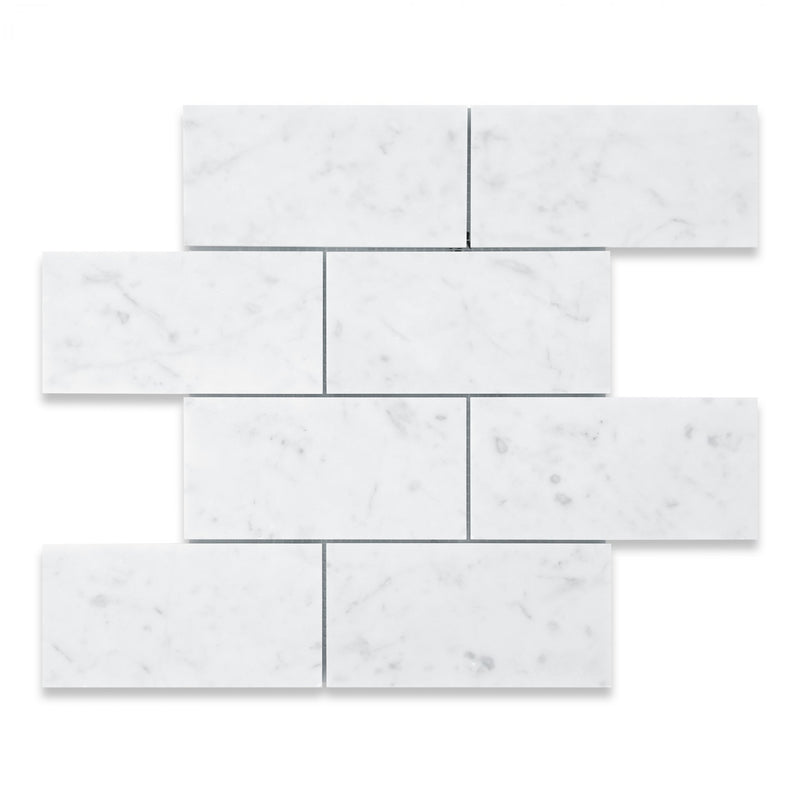 3x6 Italian Bianco Carrara Honed Marble Mosaic Final Sale