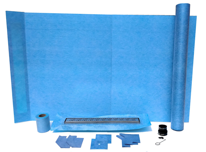 36x60 Linear Shower Kit w/ 24" Bright Clear Wall Drain Final Sale