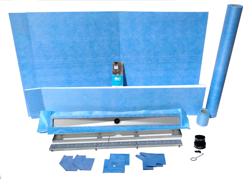 48x60 Linear Shower Kit w/ 42" Bright Clear Wall Drain Final Sale