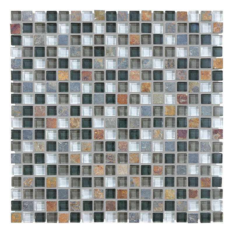 5/8x5/8 Genesis Smoke Glass Slate Blend Mosaic