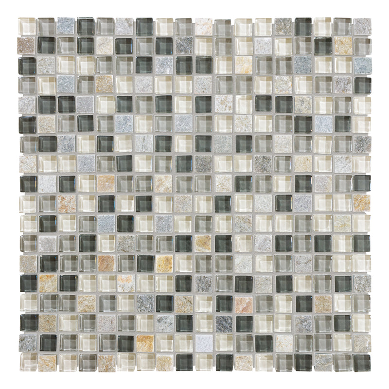 5/8x5/8 Genesis Silver Glass Quartz Blend Mosaic