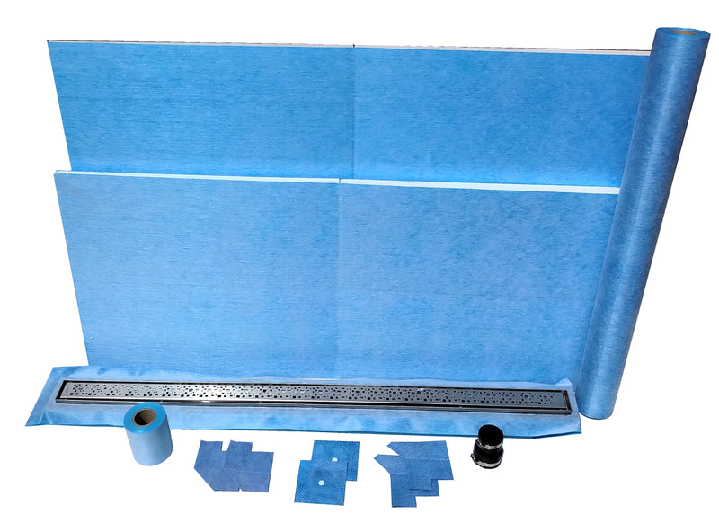 60x60 Linear Shower Kit w/ 54" Nickel Wall Drain Final Sale