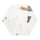 10" Hexagon Sonar Terrazzo White Porcelain Tile Final Sale