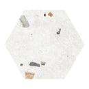 10" Hexagon Sonar Terrazzo White Porcelain Tile Final Sale