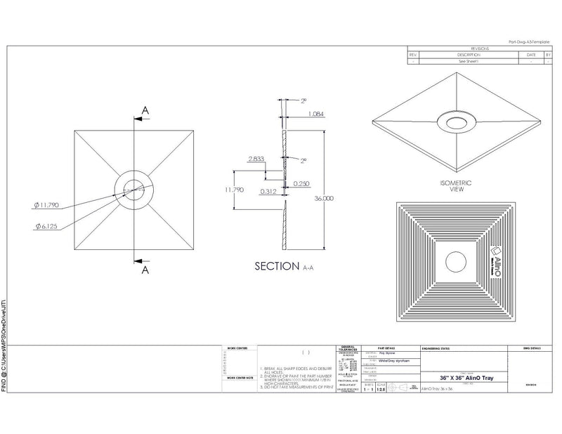 36x36 ABS Shower System with Nickel Center Drain Final Sale