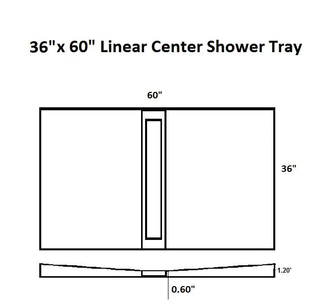 36x60 Linear Shower Tray for Center Drain Final Sale