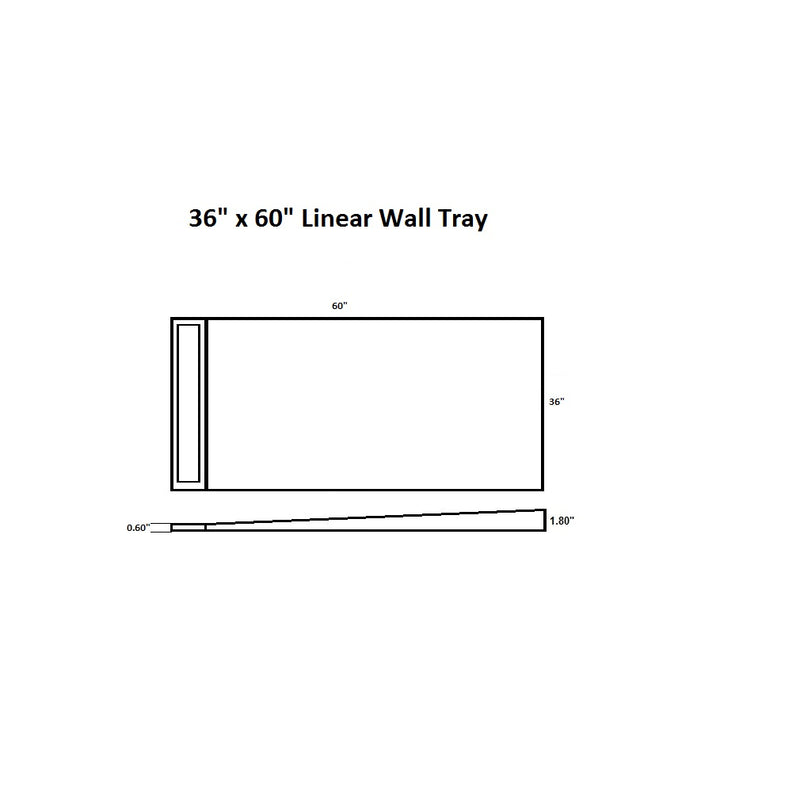 36x60 Linear Shower Tray for Wall Drain Final Sale