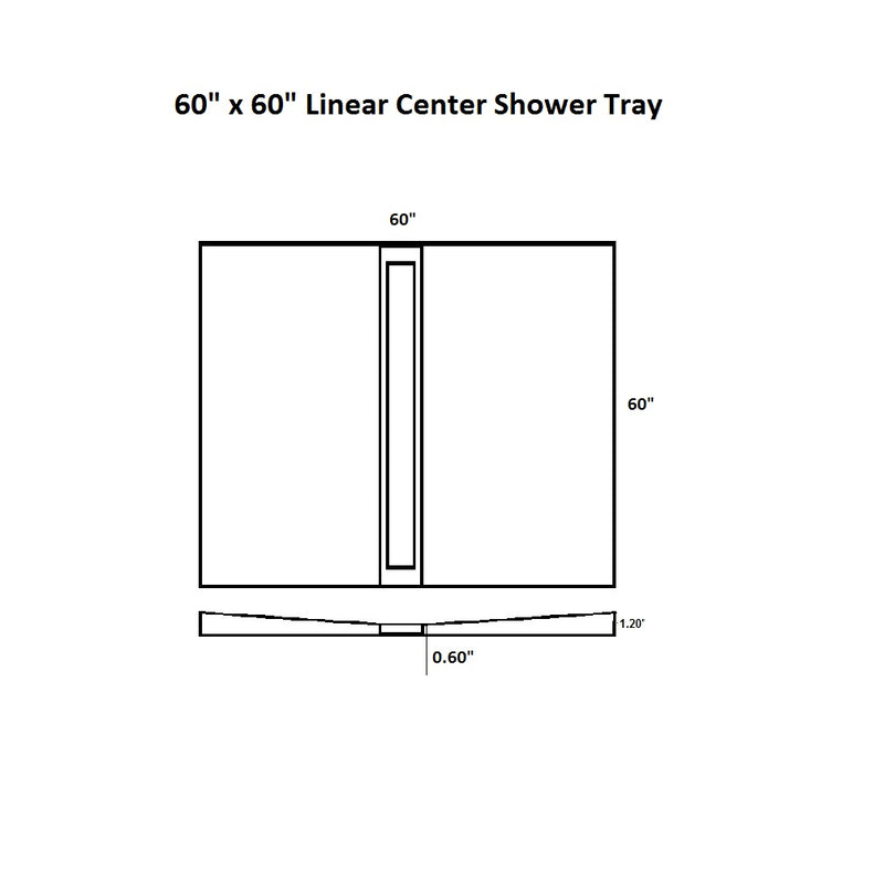 60x60 Linear Shower Kit w/ 54" Bright Clear Center Drain Final Sale