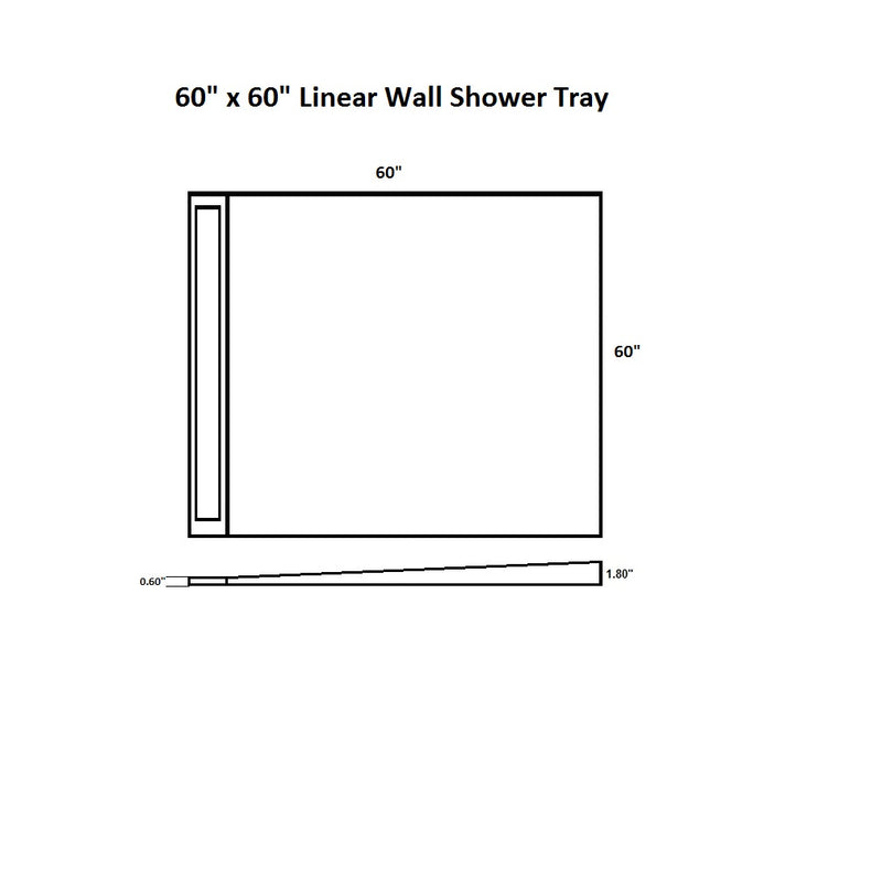 60x60 Linear Shower Kit w/ 54" Bright Clear Wall Drain Final Sale