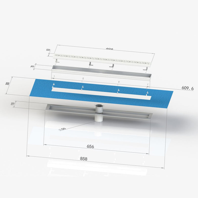 36x60 Linear Shower Kit w/ 24" Nickel Wall Drain Final Sale