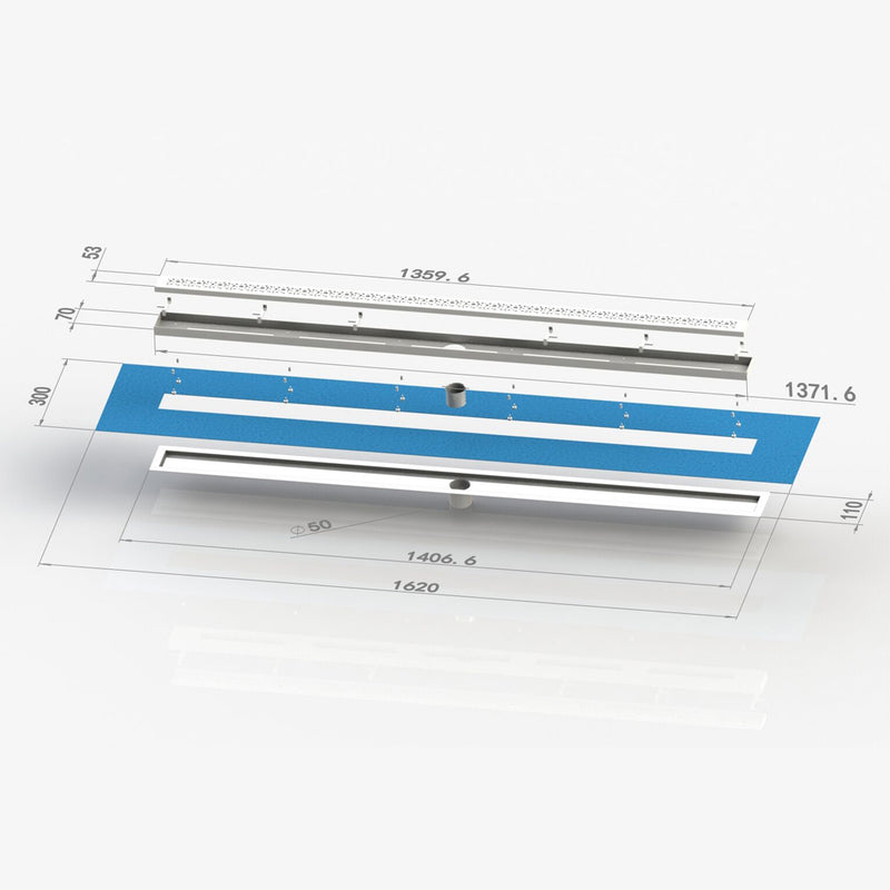 Linear Shower Drain 54" Bright Clear Final Sale