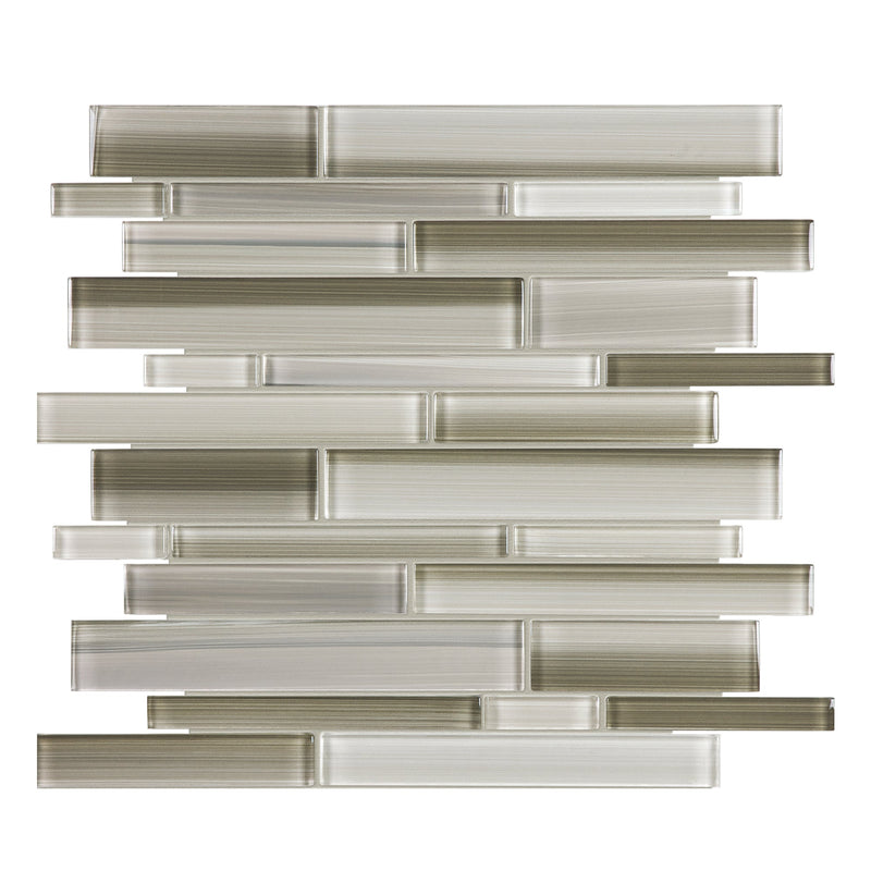 Random Strip LVBlend Multi-Grey Glass Mosaic