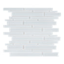 Random Strip Sollenn Super White Glass Mosaic