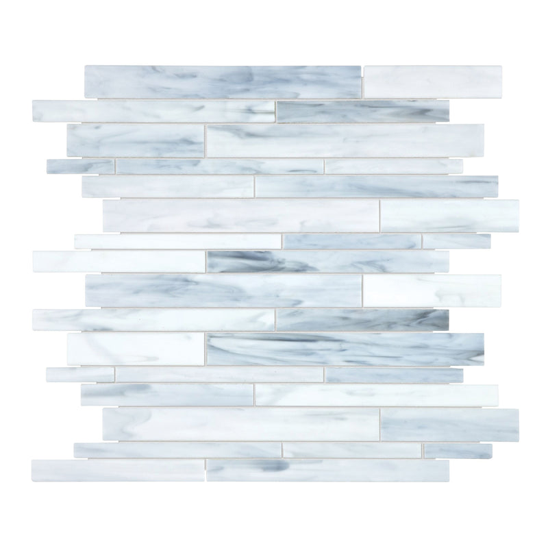 Random Strip Rivera Carrara Glass Mosaic