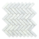 1x3 Italian Bianco Carrara Herringbone Honed Marble Mosaic Final Sale