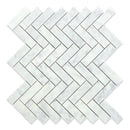 1x3 Italian Carrara Grande Herringbone Honed Marble Mosaic Final Sale