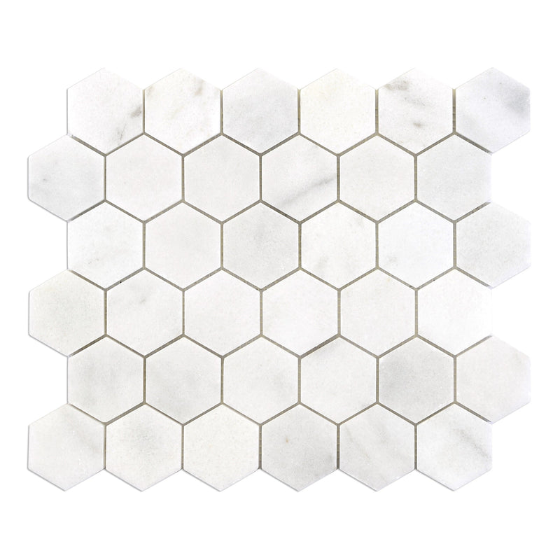 2x2 Bianco Argento Hexagon Marble Polished Mosaic Final Sale
