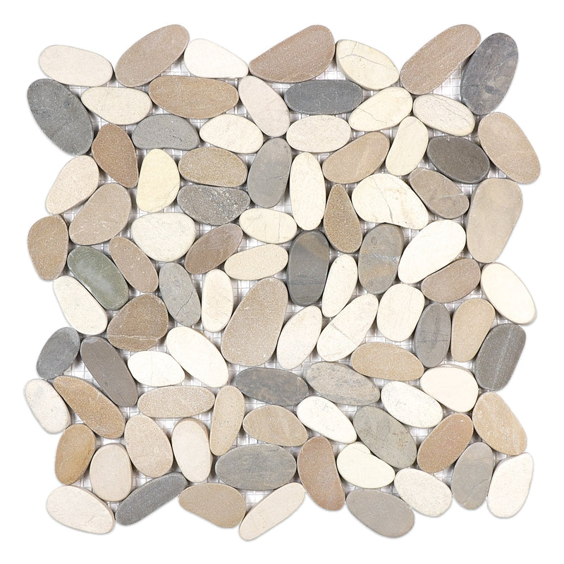 Flat Pebble Spa Warm Blend Stone Natural Mosaic