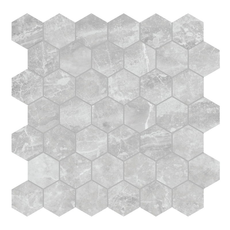 2x2 Caskata Perla Matte Hexagon Rectified Glazed Porcelain Mosaic