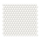 3/4" Architek Penny Round White Matte Glazed Porcelain Mosaic