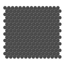 3/4" Architek Penny Round Black Matte Glazed Porcelain Mosaic