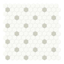 1" Architek Hexagon White w/ Verde Dots Glazed Porcelain Matte Mosaic