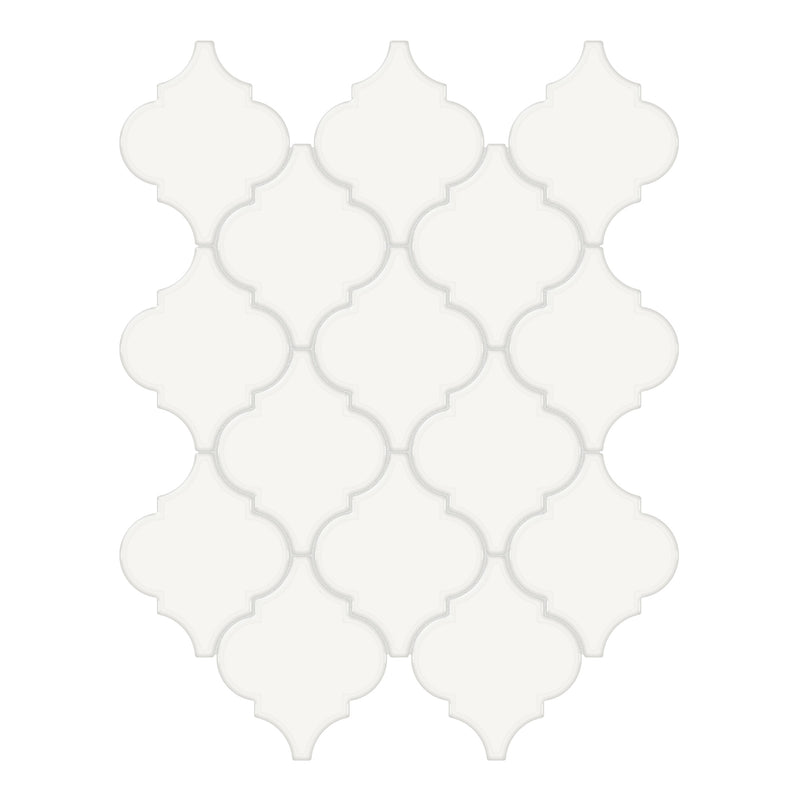 Architek White Beveled Arabesque Glossy Glazed Porcelain Mosaic