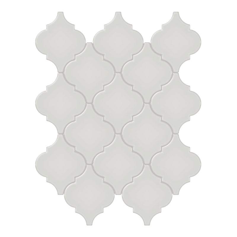 Architek Light Grey Beveled Arabesque Glossy Glazed Porcelain Mosaic
