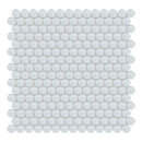 Penny Round Sollenn Super White Glass Mosaic