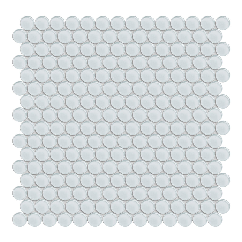 Penny Round Sollenn Super White Glass Mosaic