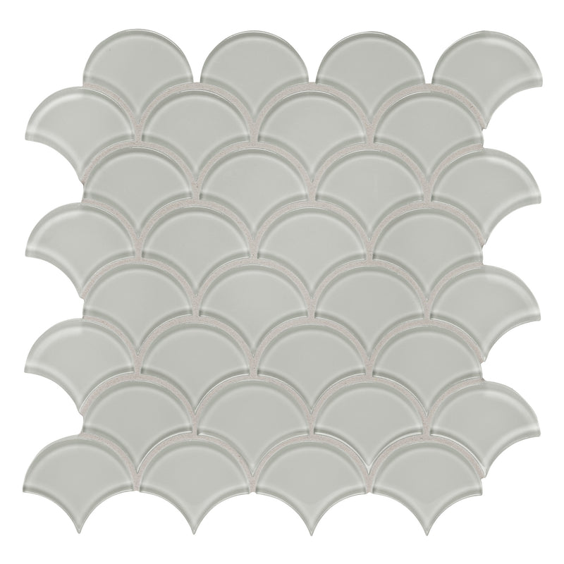 Scallop Sollenn Light Grey Glass Mosaic