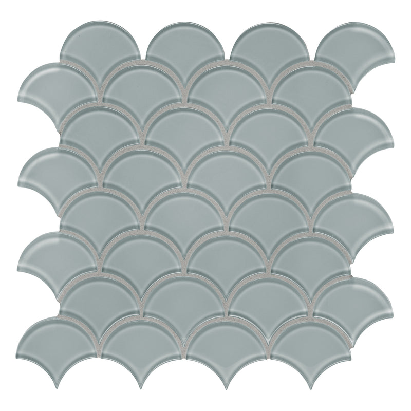 Scallop Sollenn Grey Glass Mosaic
