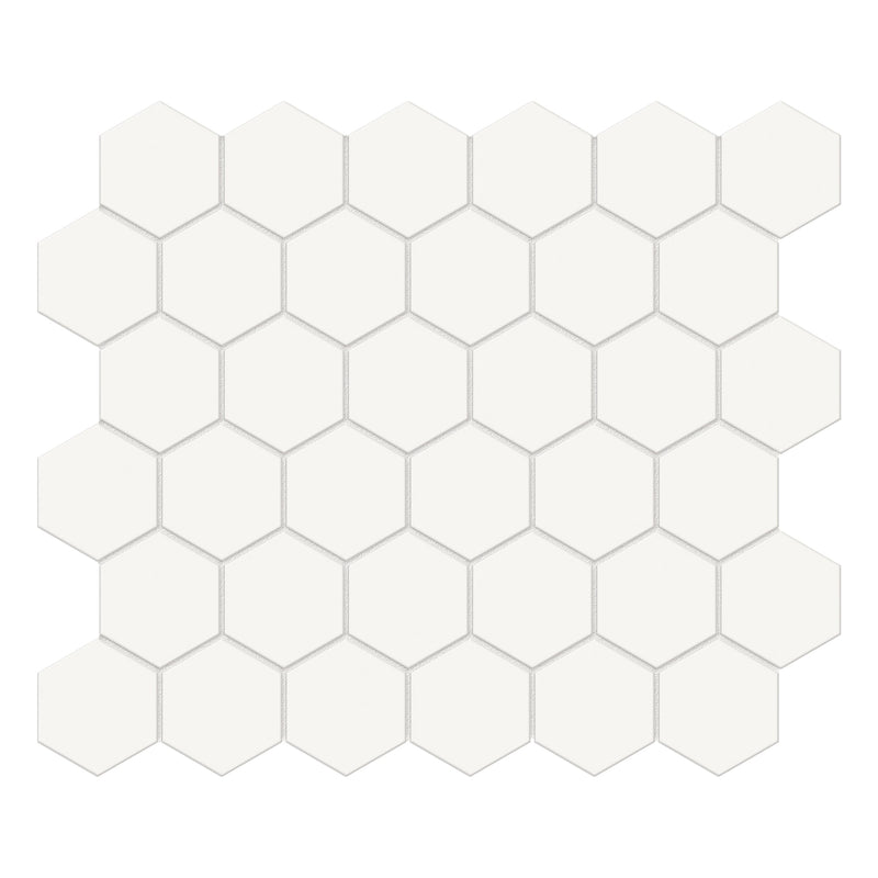 2" Hexagon Architek White Matte Glazed  Porcelain Mosaic