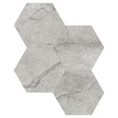 6" Hexagon Antonella Marblito Silver Porcelain Honed Mosaic
