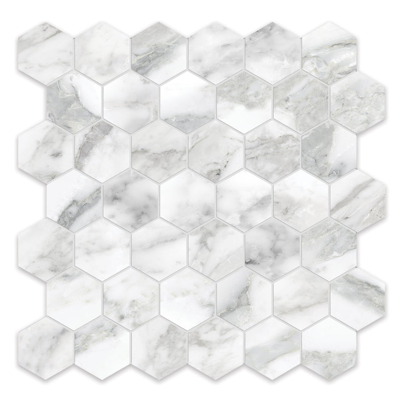 2" Hexagon Antonella Southern White Porcelain Honed Mosaic