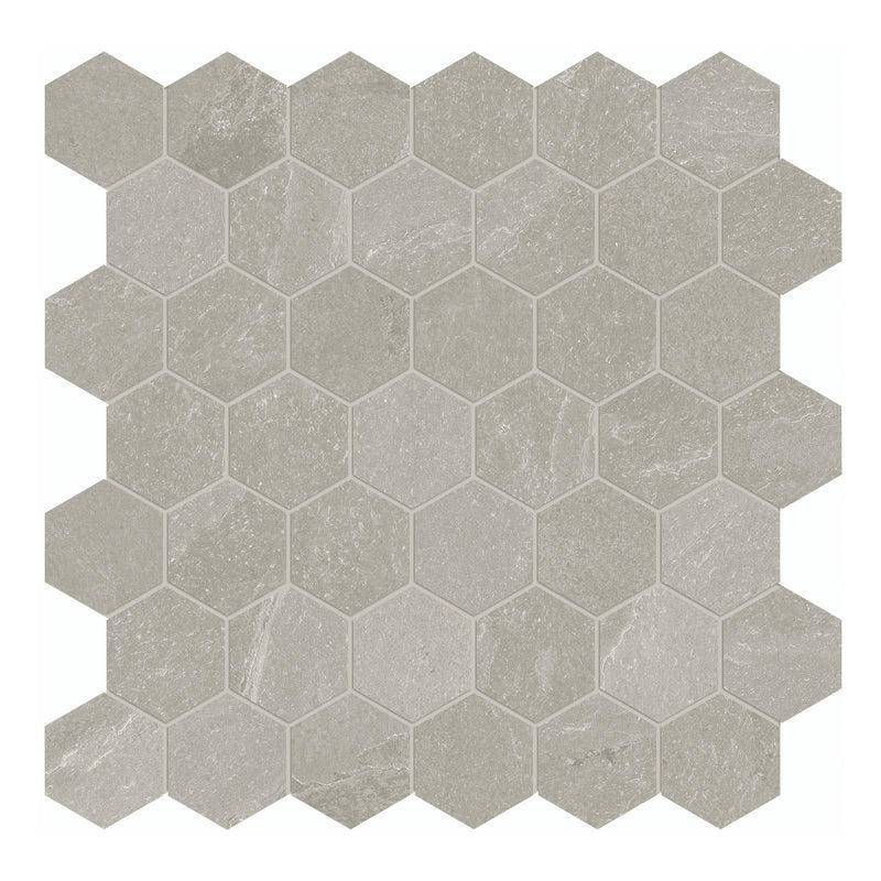 2" Hexagon Nevado Grey Porcelain Matte Mosaic