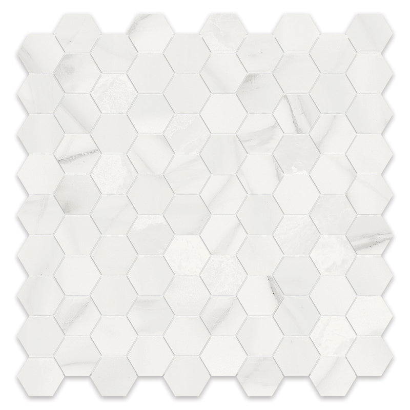 1.25x1.25 Hexagon Chateau Volakas Porcelain Polished Mosaic