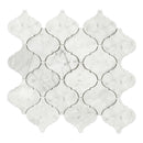 4" Italian Playa del Bianco Arabesque Polished Carrara Marble Mosaic Final Sale