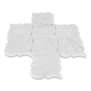 5" Italian Playa del Bianco Arabesque Polished Carrara Marble Mosaic Final Sale