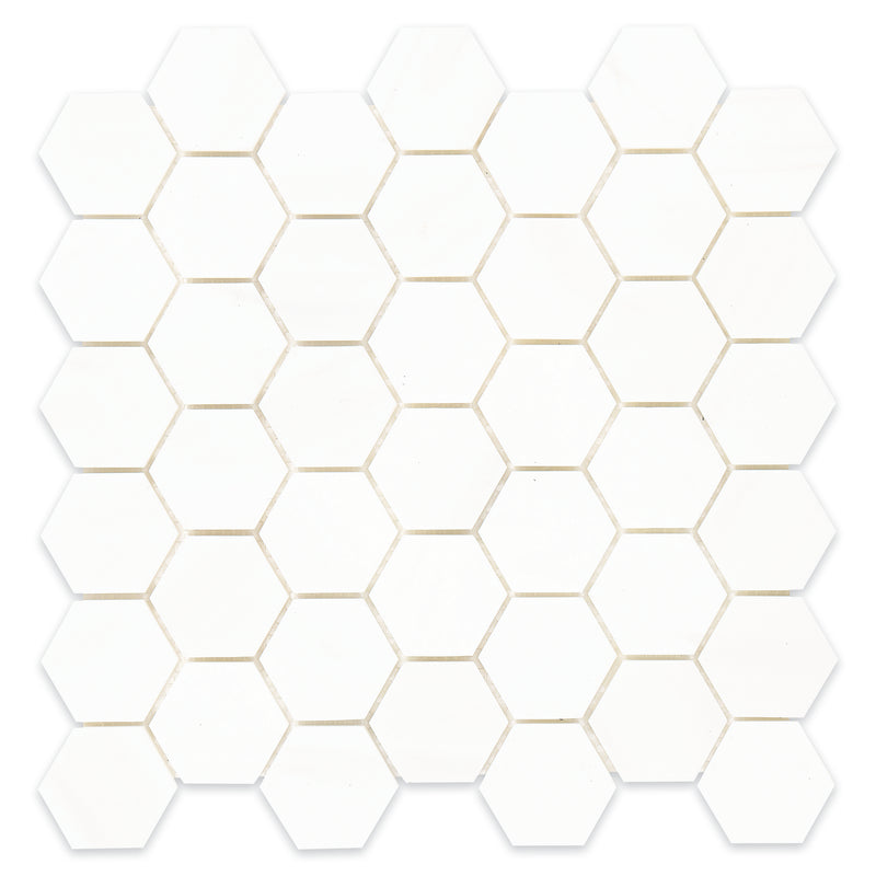 2x2 Hexagon Dolomite Select Honed 1st Grade Mosaic Final Sale