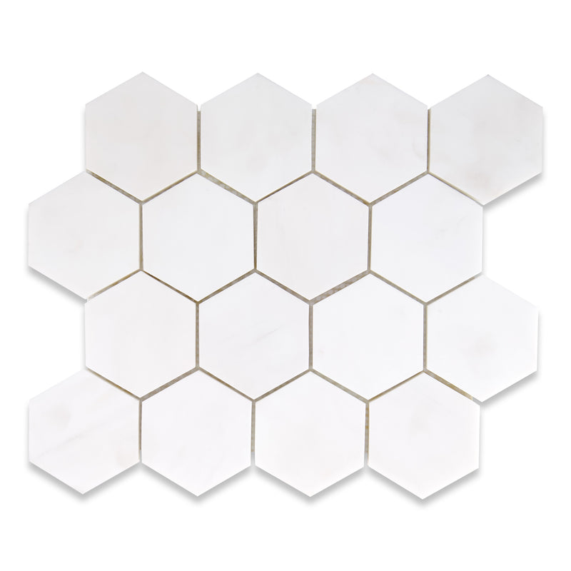 3x3 Dolomite Premium Select Hexagon Polished Marble Mosaic Final Sale