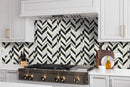 Artistic Chevron English Statuario & Black Valentina with Gold Accent Marble Pol Mosaic Final Sal