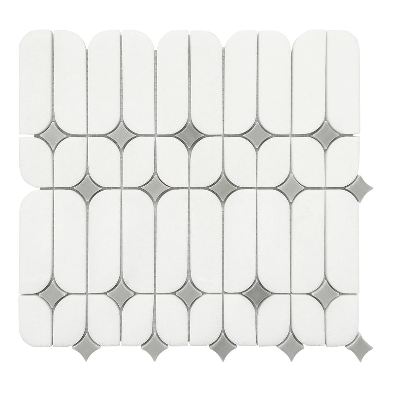 Artistic Capsule White Marble w/ Grey Marble Polished Mosaic Final Sale