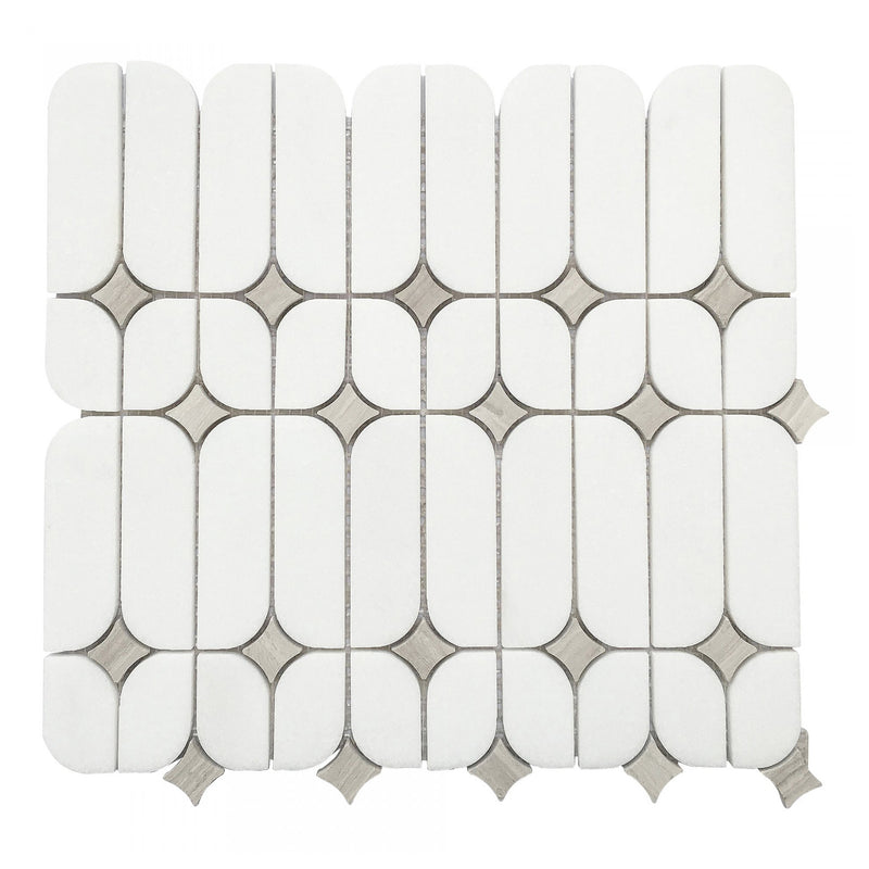 Artistic Capsule White Marble w/ Wooden White Marble Polished Mosaic Final Sale
