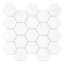 3x3 Italian Bianco Capri Hexagon Marble Polished Mosaic Final Sale
