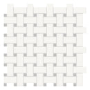 Basketweave Architek White w/ Grey Dots Glazed Porcelain Matte Mosaic