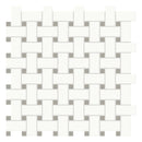 Basketweave Architek White w/ Midtone Grey Dots Glazed Porcelain Matte Mosaic