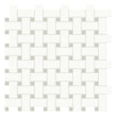 Basketweave Architek White w/ Verde Dots Glazed Porcelain Matte Mosaic