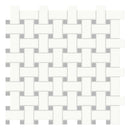 Basketweave Architek White w/ Skyblue Dots Glazed Porcelain Matte Mosaic