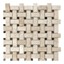 Basketweave Ivory Travertine Honed Mosaic